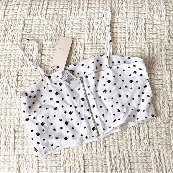 Bec + Bridge Petite Fleur Linen Crop Top Ivory Black US 8 NWT - Picture 7 of 7